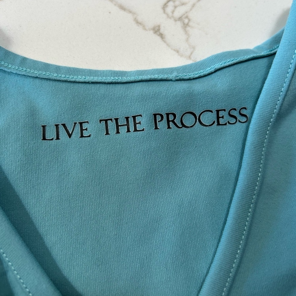 Live The Process Aqua Ruched Crop Top - Picture 3 of 7